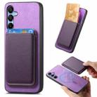 For Samsung Galaxy A25 Retro Magsafe Card Bag PU Back Cover Phone Case(Purple) - 1