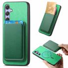 For Samsung Galaxy A25 Retro Magsafe Card Bag PU Back Cover Phone Case(Green) - 1