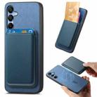 For Samsung Galaxy A25 Retro Magsafe Card Bag PU Back Cover Phone Case(Blue) - 1