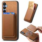 For Samsung Galaxy A35 Retro Magsafe Card Bag PU Back Cover Phone Case(Brown) - 1