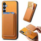 For Samsung Galaxy A35 Retro Magsafe Card Bag PU Back Cover Phone Case(Yellow) - 1