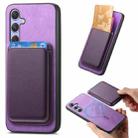 For Samsung Galaxy A54 Retro Magsafe Card Bag PU Back Cover Phone Case(Purple) - 1