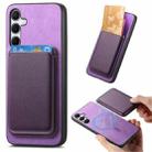 For Samsung Galaxy F15/M15 Retro Magsafe Card Bag PU Back Cover Phone Case(Purple) - 1
