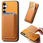 For Samsung Galaxy M34/F34 5G Retro Magsafe Card Bag PU Back Cover Phone Case(Yellow) - 1