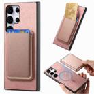 For Samsung Galaxy S25 Ultra 5G Retro Magsafe Card Bag PU Back Cover Phone Case(Pink) - 1