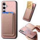 For Samsung Galaxy S24 FE 5G Retro Magsafe Card Bag PU Back Cover Phone Case(Pink) - 1