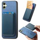 For Samsung Galaxy A06 4G Retro Magsafe Card Bag PU Back Cover Phone Case(Blue) - 1