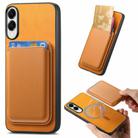 For Samsung Galaxy S25 Edge 5G Retro Magsafe Card Bag PU Back Cover Phone Case(Yellow) - 1