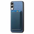For Samsung Galaxy S25 Edge 5G Retro Magsafe Card Bag PU Back Cover Phone Case(Blue) - 2