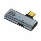 USB-C / Type-C Male to Type-C + USB3.2 Female 10Gbps Data OTG Converter PD 100W Charging Adapter(Grey) - 1