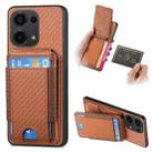 For Xiaomi Redmi Note 13 Pro 4G Carbon Fiber Vertical Flip Wallet Stand Phone Case(Brown) - 1