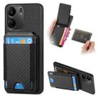 For Xiaomi Redmi 13C Carbon Fiber Vertical Flip Wallet Stand Phone Case(Black) - 1