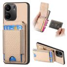 For Xiaomi Redmi 13C Carbon Fiber Vertical Flip Wallet Stand Phone Case(Khaki) - 1