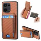 For Xiaomi Redmi Note 13 Pro 5G Carbon Fiber Vertical Flip Wallet Stand Phone Case(Brown) - 1