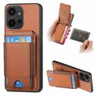 For Xiaomi Redmi Note 12 4G Carbon Fiber Vertical Flip Wallet Stand Phone Case(Brown) - 1