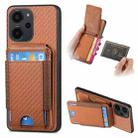 For Xiaomi Poco X5 Pro Carbon Fiber Vertical Flip Wallet Stand Phone Case(Brown) - 1