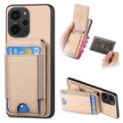 For Xiaomi Poco X5 Pro Carbon Fiber Vertical Flip Wallet Stand Phone Case(Khaki) - 1