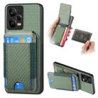 For Xiaomi Poco X5 Carbon Fiber Vertical Flip Wallet Stand Phone Case(Green) - 1