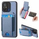 For Xiaomi Redmi 12C Carbon Fiber Vertical Flip Wallet Stand Phone Case(Blue) - 1