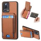 For Xiaomi 13 Lite Carbon Fiber Vertical Flip Wallet Stand Phone Case(Brown) - 1