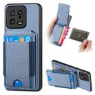 For Xiaomi 13 Carbon Fiber Vertical Flip Wallet Stand Phone Case(Blue) - 1