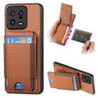 For Xiaomi 13 Carbon Fiber Vertical Flip Wallet Stand Phone Case(Brown) - 1