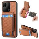 For Xiaomi Redmi 10A Carbon Fiber Vertical Flip Wallet Stand Phone Case(Brown) - 1