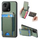 For Xiaomi Redmi 10C Carbon Fiber Vertical Flip Wallet Stand Phone Case(Green) - 1