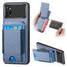 For Xiaomi Poco X4 Pro 5G Carbon Fiber Vertical Flip Wallet Stand Phone Case(Blue) - 1