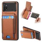 For Xiaomi Poco X4 Pro 5G Carbon Fiber Vertical Flip Wallet Stand Phone Case(Brown) - 1