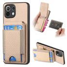 For Xiaomi Mi 11 Lite Carbon Fiber Vertical Flip Wallet Stand Phone Case(Khaki) - 1