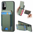 For Xiaomi Redmi Note 10 5G Carbon Fiber Vertical Flip Wallet Stand Phone Case(Green) - 1