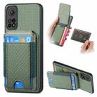 For Xiaomi Mi 10T Pro Carbon Fiber Vertical Flip Wallet Stand Phone Case(Green) - 1