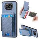 For Xiaomi Poco X3 NFC Carbon Fiber Vertical Flip Wallet Stand Phone Case(Blue) - 1