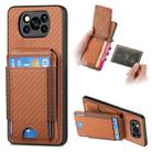 For Xiaomi Poco X3 NFC Carbon Fiber Vertical Flip Wallet Stand Phone Case(Brown) - 1