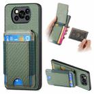 For Xiaomi Poco X3 NFC Carbon Fiber Vertical Flip Wallet Stand Phone Case(Green) - 1