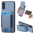 For Xiaomi Redmi 9A Carbon Fiber Vertical Flip Wallet Stand Phone Case(Blue) - 1