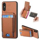 For Xiaomi Redmi 9A Carbon Fiber Vertical Flip Wallet Stand Phone Case(Brown) - 1