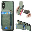 For Xiaomi Redmi 9A Carbon Fiber Vertical Flip Wallet Stand Phone Case(Green) - 1