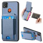 For Xiaomi Redmi 9C Carbon Fiber Vertical Flip Wallet Stand Phone Case(Blue) - 1