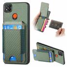 For Xiaomi Redmi 9C Carbon Fiber Vertical Flip Wallet Stand Phone Case(Green) - 1