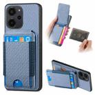 For Xiaomi Redmi 12 4G/5G Carbon Fiber Vertical Flip Wallet Stand Phone Case(Blue) - 1