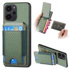 For Xiaomi Redmi 12 4G/5G Carbon Fiber Vertical Flip Wallet Stand Phone Case(Green) - 1