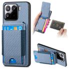 For Xiaomi 15 Carbon Fiber Vertical Flip Wallet Stand Phone Case(Blue) - 1