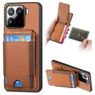 For Xiaomi 15 Carbon Fiber Vertical Flip Wallet Stand Phone Case(Brown) - 1