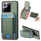 For Xiaomi 15 Carbon Fiber Vertical Flip Wallet Stand Phone Case(Green) - 1