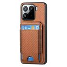 For Xiaomi 15 Pro Carbon Fiber Vertical Flip Wallet Stand Phone Case(Brown) - 2