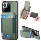 For Xiaomi 15 Pro Carbon Fiber Vertical Flip Wallet Stand Phone Case(Green) - 1