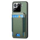 For Xiaomi 15 Pro Carbon Fiber Vertical Flip Wallet Stand Phone Case(Green) - 2