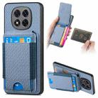 For Xiaomi Redmi Note 14 Pro+ 5G Carbon Fiber Vertical Flip Wallet Stand Phone Case(Blue) - 1